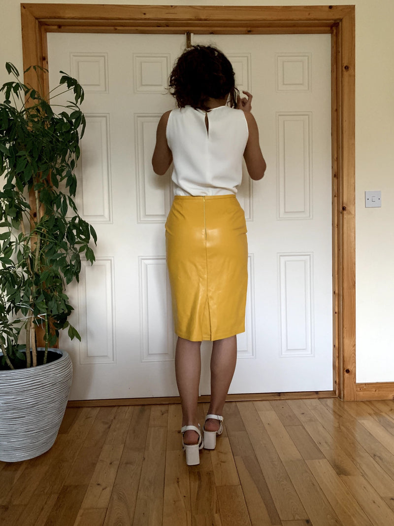 KYMAIA Leather Skirt  by French Fashion Designer Kabira Allain. #WearingIrish #ShopiInIreland #IrishDesign