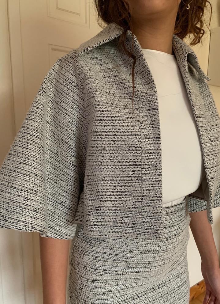 Stunning KYMAIA Cape Jacket by French Fashion Designer Kabira Allain. #WearingIrish #ShopinIreland #IrishDesign #Officewear #Stylish #ChannelStyle #UniqueStyle #Jacket